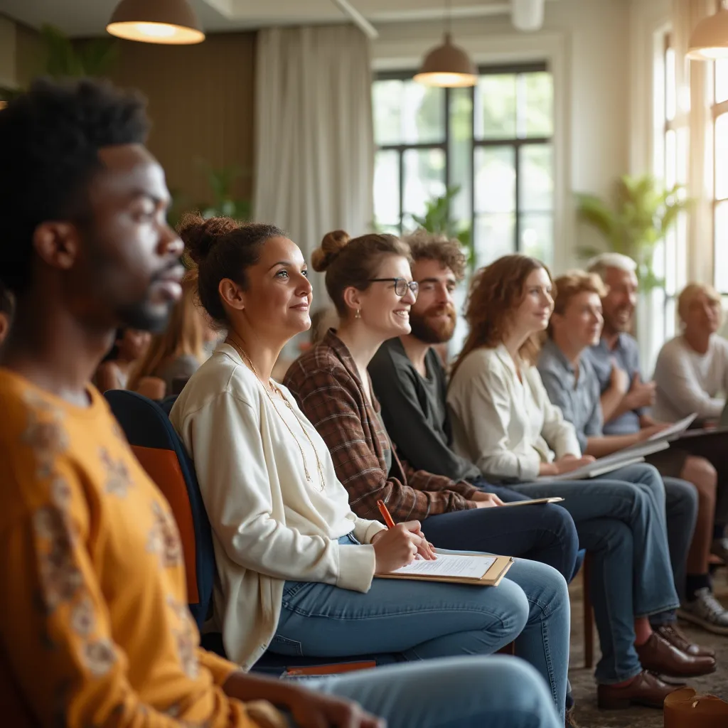 Groupe de personnes lors d'un atelier de développement personnel